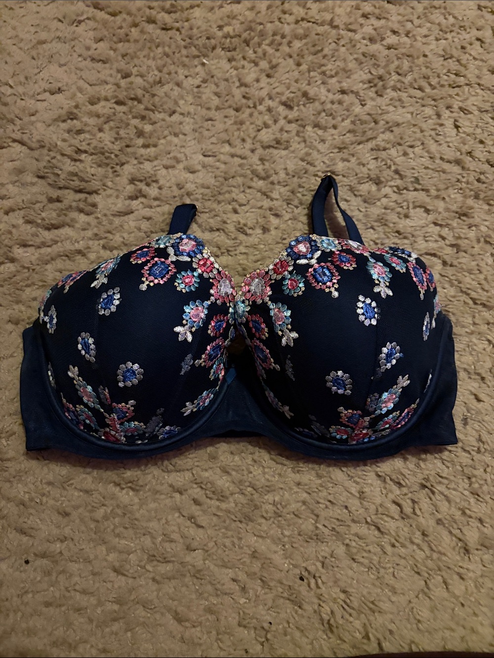 Victoria's Secret Navy Jewel Embroidered  Bra